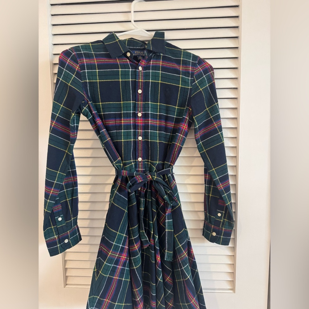 Polo by Ralph Lauren Women's Long Sleeve Plaid Dress - Navy and Green